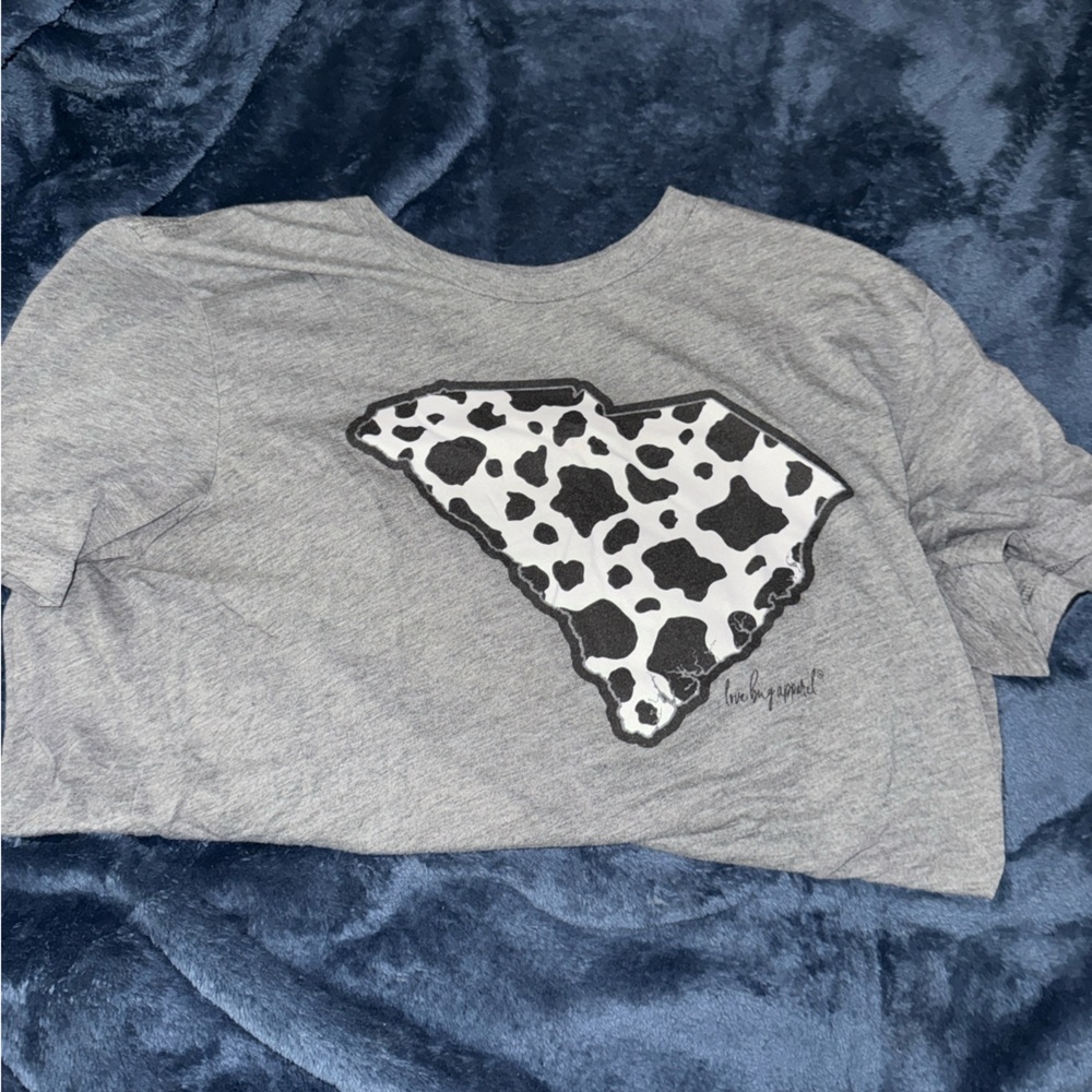 Stylish Gray Tee with Cow Print